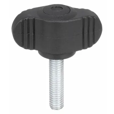 KIPP Hand Knob: Wing, Plastic w/ Steel Thread, M8 Thread, 40 mm Thread Lg - Wing Knobs with Threaded Stud