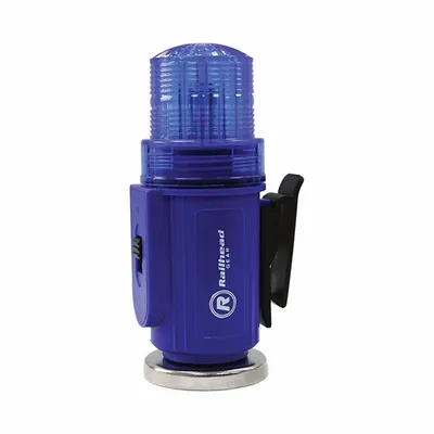 RAILHEAD GEAR Strobe Light: Strobe, Blue, 2 in Overall Wd, 5 1/2 in Overall Ht, LED - Vehicle Flashing Beacons