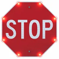 LED Stop Sign: 24 in x 24 in Nominal Sign Size (W x H), Aluminum, 0.08 in Thick, R1-1 MUTCD, Plug-In (MPN 300444)