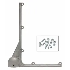 Aluminum L-brackets in unfinished silver finish, designed for mounting signs or accessories onto 2-3/8 in round sign posts. Commonly used in traffic control, parking lot signage, and industrial wayfinding applications.