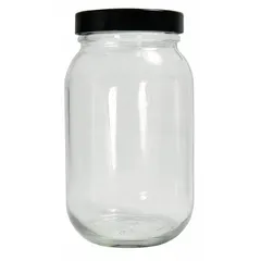 Clear Wide Mouth Round Glass Lab Bottles, 83-400, Colorless, 124 mm Body Dia, Pack of 6