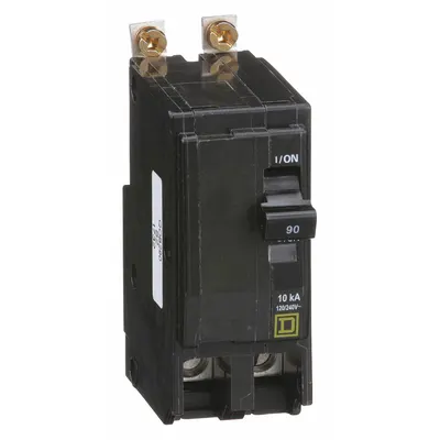 SQUARE D Miniature Circuit Breaker: 90 A, 120/240V AC, Single Phase, 10kA at 120/240V AC - QOB Series, Bolt-On Square D Miniature Circuit Breakers