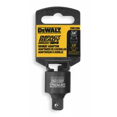 This impact socket adapter converts a 1/2" square drive input to a 3/8" square drive output. The black oxide finish provides corrosion resistance. It is used with impact wrenches and impact sockets for fastening applications.