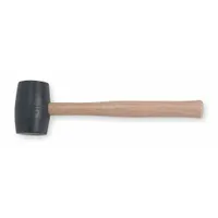 Rubber Mallet: Wood Handle, 24 oz Head Wt, 2 1/4 in Dia, 4 in Head Lg, 14 in Overall Lg, Black