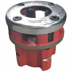 Die head for handheld pipe threaders, designed for 1-inch pipe. Cuts NPT threads with right-hand orientation. Made of high-speed steel for threading in plumbing and piping applications.