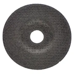 This DEWALT grinding wheel is a Type 27 depressed center wheel measuring 4-1/2 inches in diameter, 1/8 inch thick, with a 7/8 inch arbor hole. It is made of silicon carbide abrasive with 24 grit, suitable for grinding concrete and masonry surfaces such as stone, brick, and block.