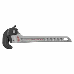 This ratcheting pipe wrench features serrated jaws and an ergonomic design for secure gripping and turning of pipes, fittings, and round objects. With a 2 in jaw capacity and 13 23/50 in overall length, it is suited for plumbing, mechanical, and industrial maintenance tasks where fast adjustment and a secure hold are required.
