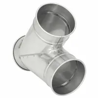 Stainless steel wye branch fitting for 6-inch duct diameter with a 60° branch angle and 13 1/2-inch overall length. Used in industrial ducting systems to split or merge airflow, commonly applied in dust collection, material handling, and ventilation systems