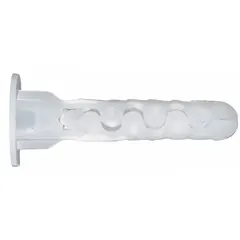White plastic plug anchors for mounting fixtures, shelves, and light hardware into drywall, masonry, or concrete. Accommodates screw sizes #6 to #12. Supplied in a 100-pack for bulk installation.