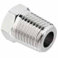 This nickel-plated threaded high-pressure pipe fitting is a straight adapter with a 1/4 in x 1/8 in size, Class 1000 rating, and maximum operating pressure of 1,000 psi. It has a length of 5/8 in. Suitable for connecting or redirecting metal piping in hydraulic, pneumatic, and instrumentation lines