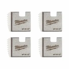 This set of four high-speed steel dies cuts 1/2 in NPT right-hand threads on heavy wall conduit. Designed for use with manual and handheld power threaders in electrical and plumbing installations.