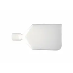 This polypropylene paddle scraper features a stiff blade for scraping, mixing, or transferring product from containers and surfaces. With a blade length of 1 1/4 in and overall length of 8 3/4 in, it is FDA compliant for use in food-processing environments where material safety is required.