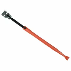 Manual rebar hickey with a 180° bend angle, compatible with rebar up to 5/8 inch diameter. Features a wrecking end for increased leverage. Used for bending rebar in concrete reinforcement applications.