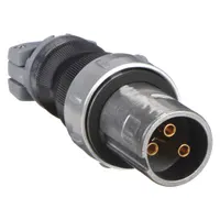 Gray watertight plug rated 600V AC, single phase, 60 A, with 2 poles, 3 wires, and Style 2 grounding. Suitable for industrial power distribution in environments requiring a weather-resistant connection