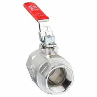 This manual two-way ball valve features a chrome-plated brass straight body with 1-1/2 inch female iron pipe (FIP) connections on both ends. Equipped with a locking lever handle, it provides secure on/off flow control in piping systems for water, oil, and gas applications