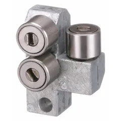 Replacement rear blade guide block kit for band saws. This component stabilizes the blade during cutting, reducing vibration and improving accuracy. Suitable for maintenance and repair of compatible band saws in metalworking and fabrication applications.