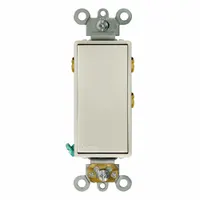 LEVITON Wall Switch: Rocker Switch, Single Pole/Double Throw, Maintained, Light Almond, 120/277V AC (MPN 5685-2T)
