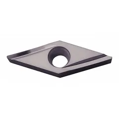 Diamond indexable turning insert for precision machining of non-ferrous materials. Used in finishing operations on aluminum alloys, copper, and plastics. Suitable for applications requiring tight tolerances and superior surface finish.