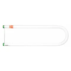 This shatter-resistant T8 U-bend fluorescent lamp operates at 32 W with a medium bi-pin (G13) base. It has a 3500K color temperature and 6-inch U-bend leg spacing. Suitable for use in commercial and industrial lighting fixtures where glass breakage is a concern, such as in food processing, healthcare, and clean room environments.