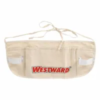 Canvas tool apron with five pockets for carrying nails, fasteners, and hand tools. Adjustable waist fits 22 to 52 inches. Not padded. Suitable for roofing and other construction tasks