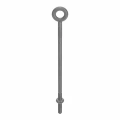 Steel galvanized machinery eye bolt without shoulder, with 1"-8 thread size and 6 in thread length. Includes a nut. Used for lifting, rigging, and securing heavy loads in industrial applications.