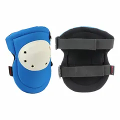 These swivel knee pads feature a plastic cap and foam pad for cushioning and protection during kneeling tasks. The elastic straps with clip closure provide a secure fit. Suitable for industrial and construction applications such as flooring, tiling, plumbing, and electrical work.