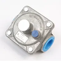 This convertible regulator is a replacement part for commercial cooking equipment, designed to regulate gas pressure for safe and consistent burner operation. It is compatible with both natural and LP gas, making it suitable for various foodservice applications