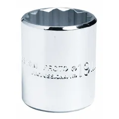 This 3/8" drive hand socket features a 21 mm, 12-point standard configuration for use with metric fasteners. Constructed from chrome, it is suited for tightening or loosening bolts and nuts in automotive, industrial, and general maintenance applications.