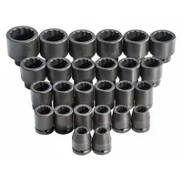 PROTO Impact Socket Set: 3/4 in Drive Size, Small Set (0-50 pieces) Set Size, 26 Pieces, Black Oxide (MPN J72106M)