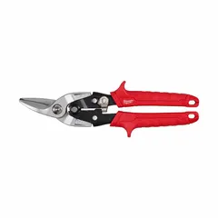 This left-cutting aviation snip is designed for cutting thin metal sheets. It features a steel construction with TPR handles for a secure grip. The 10-inch overall length and 1-1/2-inch cutting length allow for precise left-hand cuts. Commonly used in HVAC, sheet metal fabrication, and automotive repair.