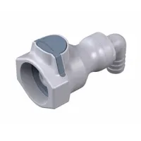 Quick Connection Coupling: 90° Elbow, 1/2 in ID Size, Quick-Disconnect Coupler x Barbed, Gray (MPN 95100)