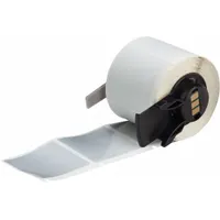 Pre-Cut Label Stock Roll: 1 1/2 in x 1 1/2 in, 1 1/2 in x 1 1/2 in, Polyester, Silver (MPN M6-32-435)