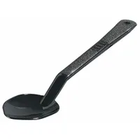 Plastic serving spoon with 1.5 fl oz capacity, 13-inch length, and black color. NSF certified for use in commercial foodservice environments such as cafeterias and kitchens. Suitable for portioning and serving soups, sauces, and side dishes