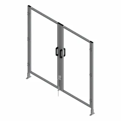 FAZTEK T-Slot Framing System Door: Stand-Alone, Gray, Double Swing - Clear Plastic Standalone Door Kits