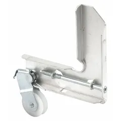 This gray, unfinished roller is designed for use in sliding screen door systems. It guides and supports the door panel during operation. Overall dimensions: 9 7/16 in height, 9 7/16 in length, 3 3/8 in width.