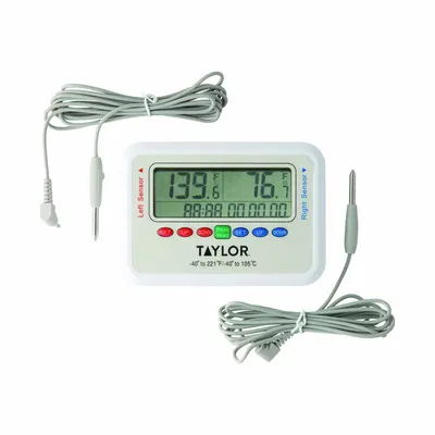TAYLOR Digital Thermometer with Cabled Bullet Probe - Desk & Wall Mount Meters with Cabled Sensors