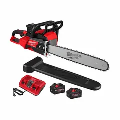 Rear-handle, 18 V, 70 cc battery-powered chainsaw with automatic chain oiler. Suitable for tree trimming, limbing, and light-to-medium felling tasks.