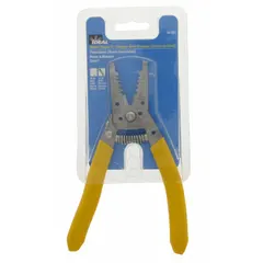 Strip-type wire stripper with standard cushion grip, overall length 8 1/2 in. Designed for stripping insulation from 10 AWG solid and stranded wire, with a strip length range of 6 to 8 in. Suitable for electrical wiring tasks such as panel building, maintenance, and installation.