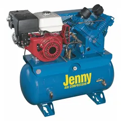 This vehicle-mounted air compressor is powered by a 13 hp Honda engine with recoil start. It delivers 20.9 cfm and includes a 30-gallon horizontal air tank. Suitable for powering pneumatic tools, inflating tires, and operating air-actuated equipment in mobile workshops or service trucks.