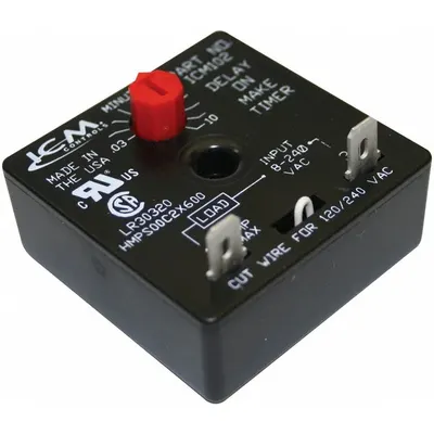 ICM Time Delay Relay: On Delay, Delay On Make Relay, 1.5 sec to 600 sec, 18 to 240V AC - Adjustable Time-Delay Relays