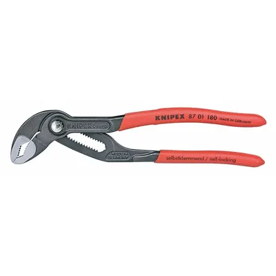 KNIPEX Water Pump Plier: V, Push Button, 1 1/2 in Max Jaw Opening, 180 mm Overall Lg - V-Jaw Tongue & Groove Pliers
