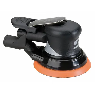 DYNABRADE Air Orbital Sander: 5 in Disc, Pressure Sensitive Adhesive, 3/16 in Orbit - Central Vacuum Random Orbital Sanders