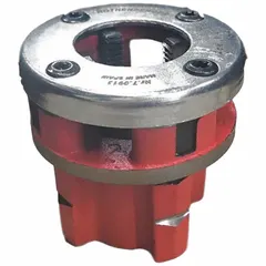 Die head for handheld pipe threaders, designed for 3/8 in pipe. Cuts NPT threads with right-hand orientation. Constructed from high-speed steel for threading applications.