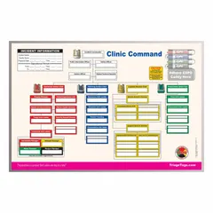 This incident command board is a dry-erase caddy and pen set with a 35-inch overall width, constructed from aluminum. It provides a portable writing surface for mapping resources, assignments, and timelines during emergency response planning and status tracking in command centers.
