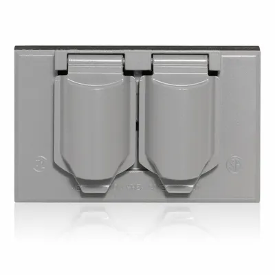 LEVITON WM1D-SGY Weatherproof Duplex Cover, Gray, Aluminum/Zinc - Aluminum & Zinc Weatherproof Electrical Box Covers