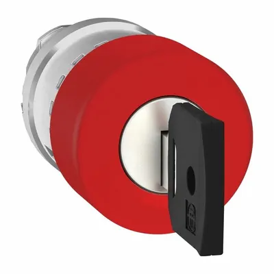 SCHNEIDER Emergency Stop Push Button: Red, 22 mm Mounting Size, Metallic - Mushroom-Head Push-Button Operators