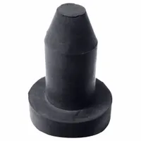 This door-mounted bumper stop protects walls and doors from impact damage in industrial facilities, warehouses, and commercial buildings. It mounts directly to the door and absorbs contact with adjacent surfaces, reducing wear and noise in high-traffic areas. Width 1 1/4 in, overall height 1 1/4 in, black color