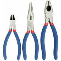 Plier Set: 3 Pliers, Std Cushion Grip, Manual, Pouch, 2 - 5 Pliers Range