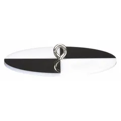 This Secchi disk is used for measuring water transparency in lakes, rivers, and other water bodies. It features a black and white quadrant pattern on a 7 7/8-inch diameter HDPE disk. The disk is lowered into the water until the pattern is no longer visible, providing a Secchi depth reading for water quality monitoring.