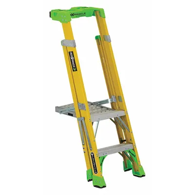LOUISVILLE LADDER FCP1402HD Fiberglass Leaning Podium Ladder, 375 lb Capacity - Leaning Podium Ladders
